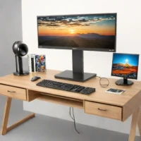 Solid Wood Monitor Stand with Drawer