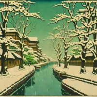 Spring Snow at Ueno (Kawase Hasui, 1924)