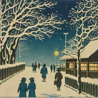 Shiro Kasamatsu – Snowy Night at Shiba Park (1953)