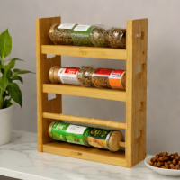 Simple Trending 4-Tier Bamboo Spice Rack