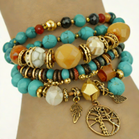 Vistadome Women's Multi Layered Beaded Bracelet Set